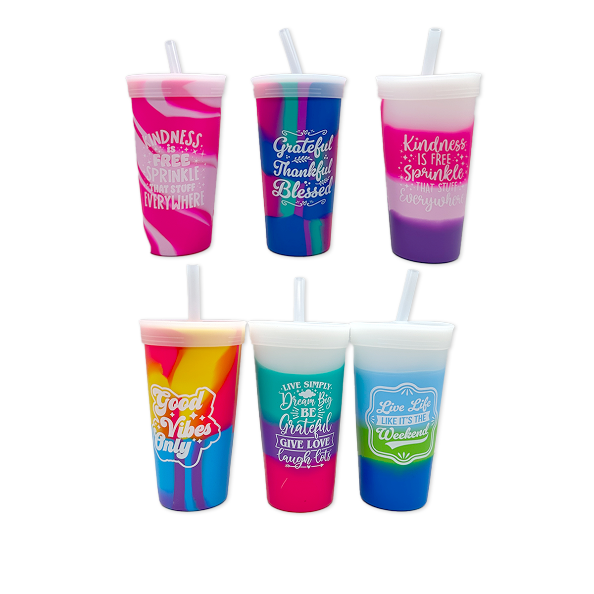 Roughneck Silicone 22oz Cup with Lid & Straw - 6/Display