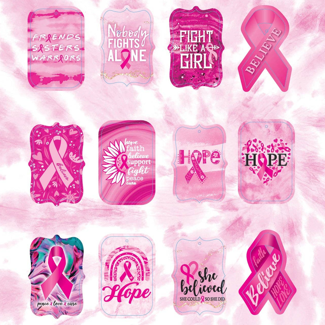Breast Cancer Pink Hanging Air Freshener Assortment- 12/Pack