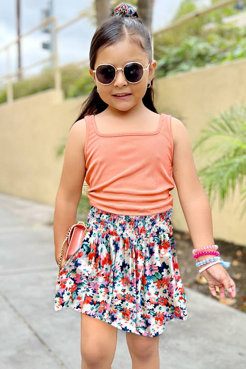 GKSS-3046B-UMI11 Girl's 2 pc Skirt Set w/ Scrunchie: Light Coral / 12/14(L)