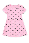 Cutie Patootie Clothing -GKD-D25-3641A  Girl's Skater S/S Dress w /Bow Print: Light Pink / 5