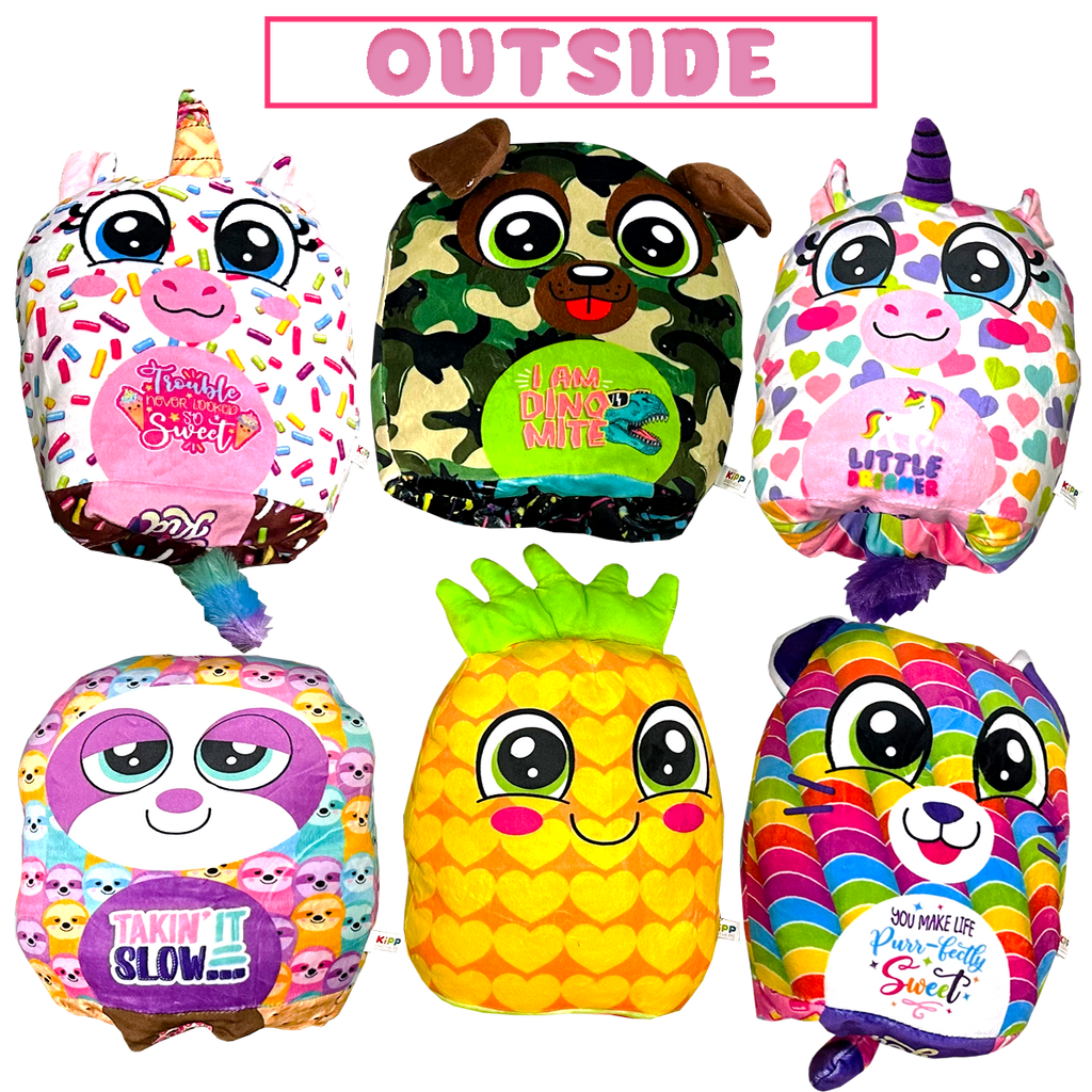 Plush Fluffy Stuffy Reversible Toy Assortment.
