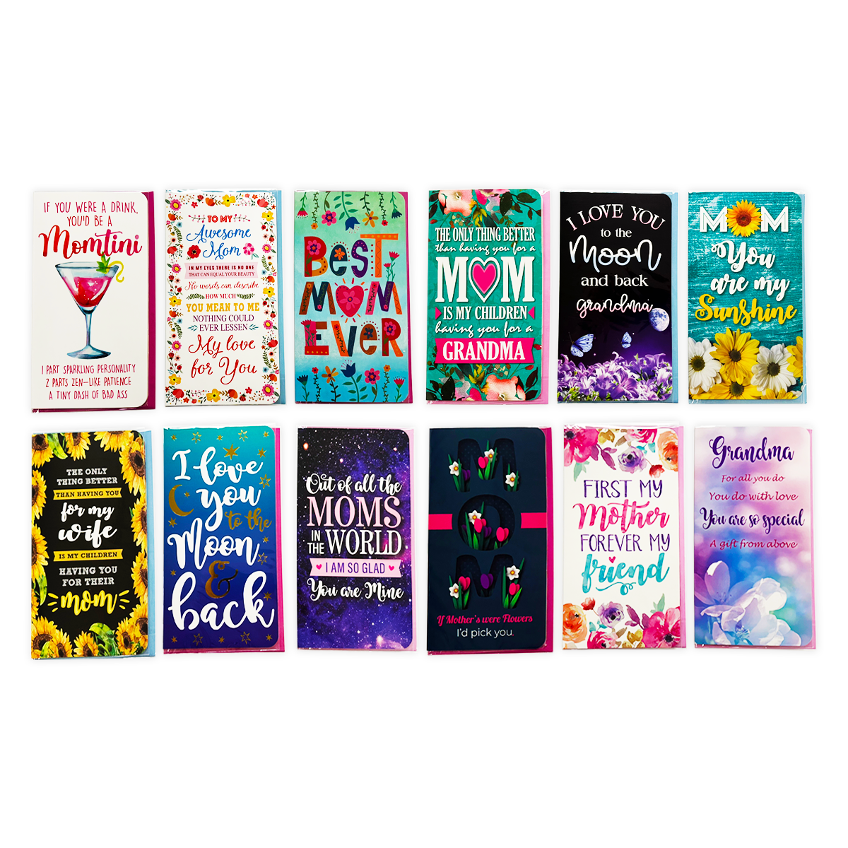 Mother's Day Mom Theme Greeting Cards- 12/Pack