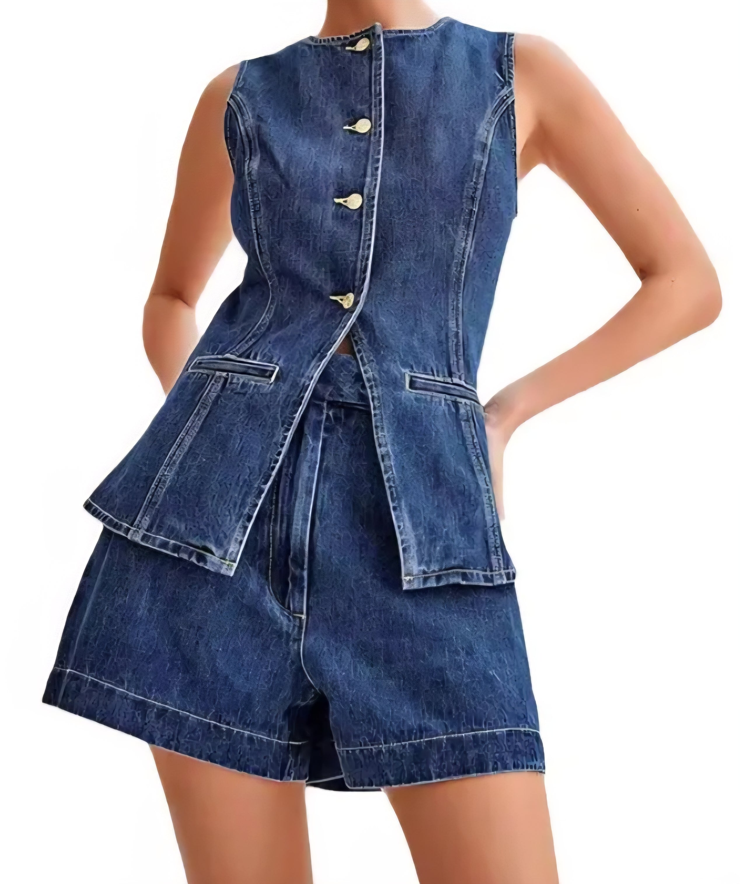 Retro Distressed Fitted High Rise Pant Sets