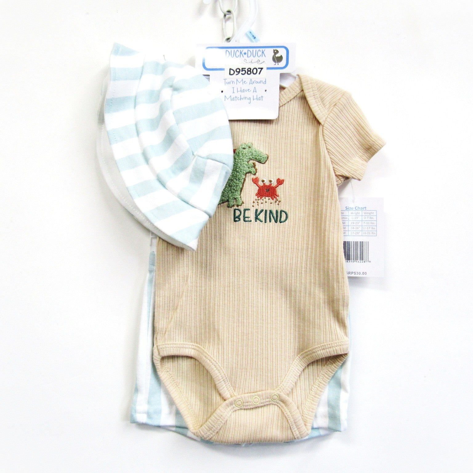 Duck Duck Goose Baby Boys Onesie Outfit with Hat 3 pc Short Set